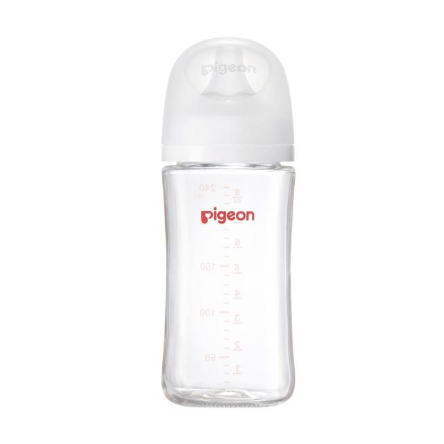 【Pigeon貝親 官方直營】第三代母乳實感玻璃奶瓶240ml/純淨白