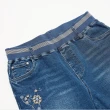 【ILEY 伊蕾】花漾車繡牛仔窄管褲(藍色；M-2L；1233338608)