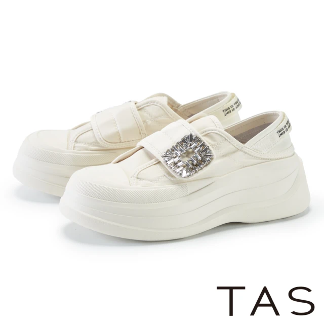 TAS 方鑽釦布面厚底休閒鞋(黑色)品牌優惠