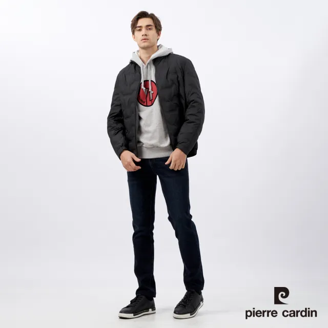 【pierre cardin 皮爾卡登】男款 都會休閒立領羽絨夾克外套-黑色(5235771-99)