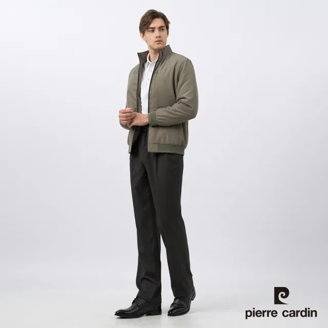 【pierre cardin 皮爾卡登】男款 都會休閒立領鋪棉夾克外套-卡其綠色(5235765-47)