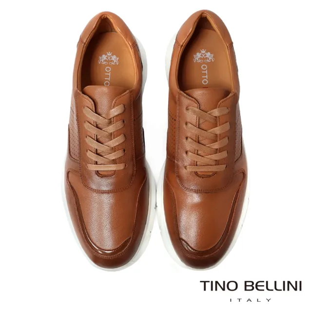 【TINO BELLINI 貝里尼】潮流時尚真皮綁帶男士休閒鞋HM4O020(咖啡色)