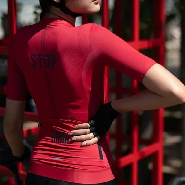 【MONTON】STOP紅色男款短上衣(男性自行車服飾/短袖車衣/短車衣/單車服飾)