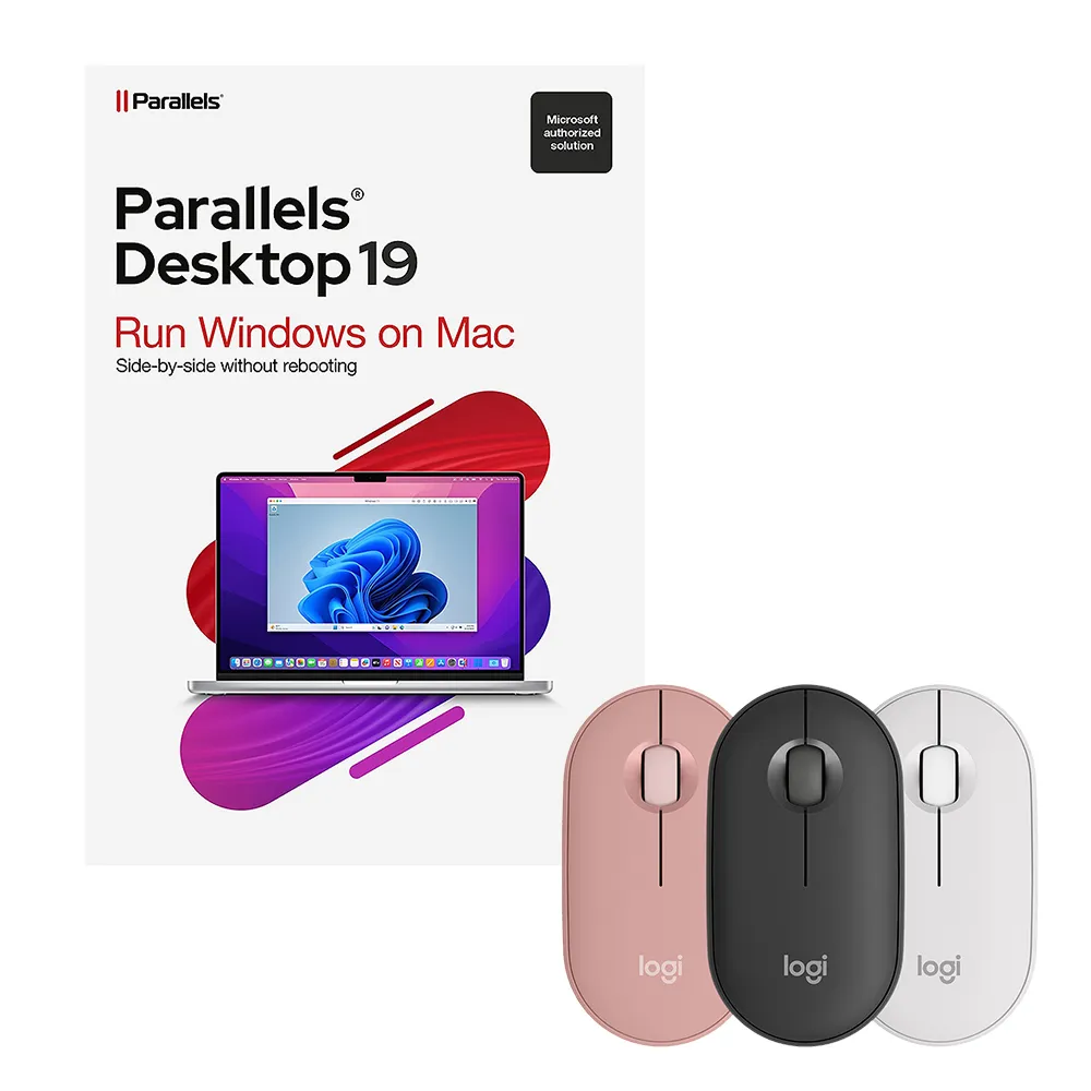 【Parallels】Desktop 19 for Mac+ Logitech羅技M350s 無線藍牙滑鼠