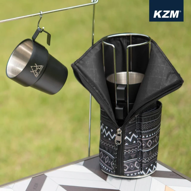 KZM KZM 不鏽鋼雙層馬克杯5入組(啞光黑 露營杯 不鏽