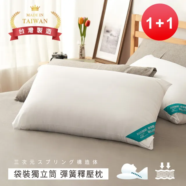 【BELLE VIE】台灣製 50顆獨立筒彈簧護頸枕(2入組)