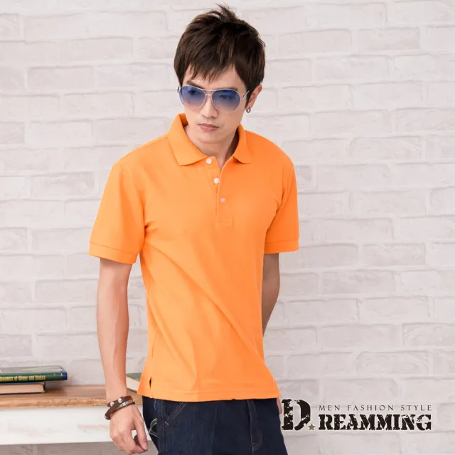 【Dreamming】美式素面網眼短袖POLO衫(咖啡/桔色/黃色)