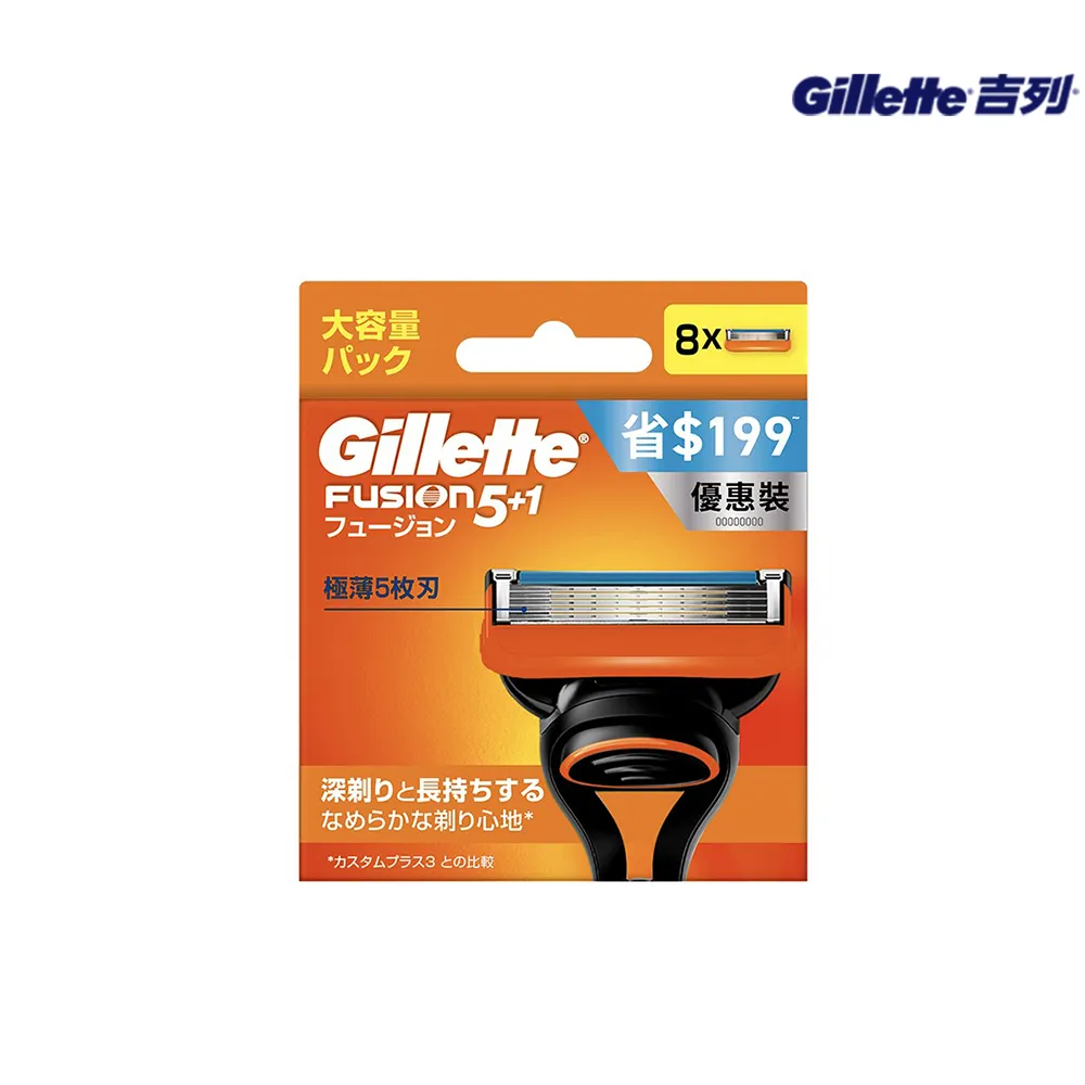 【Gillette 吉列】鋒隱系列手動刮鬍刀頭-8刀頭 (俐落乾淨 持久如新)