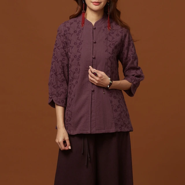 古典美 48119刺繡造型外套(棉麻/純棉/亞麻/中國風/漢