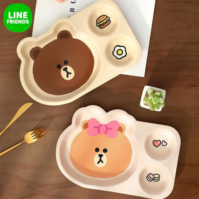 LINE FRIENDSLINE FRIENDS 熊大熊美陶瓷分格餐盤 可微波(兒童 減脂 盤子)