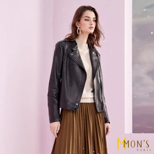 【MON’S】經典Nappa騎士風棉羊皮衣外套(100%綿羊皮)