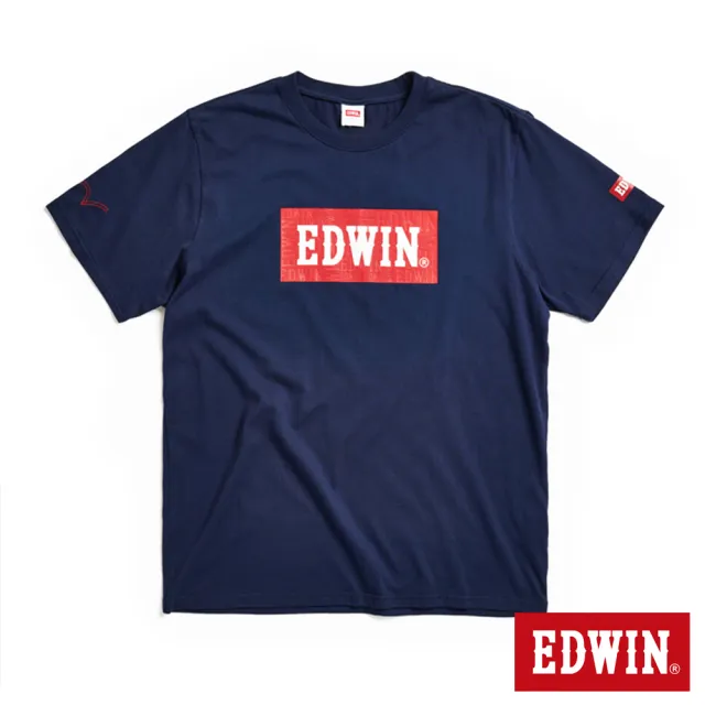 【EDWIN】男裝 經典大紅標LOGO短袖T恤(丈青色)
