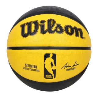 【WILSON】NBA城市系列-勇士-橡膠籃球 7號籃球-訓練 室外 室內 黃黑(WZ4024210XB7)