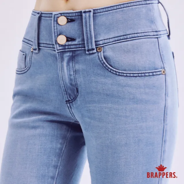 【BRAPPERS】女款 四面彈系列-中腰四面彈窄管褲(淺藍)