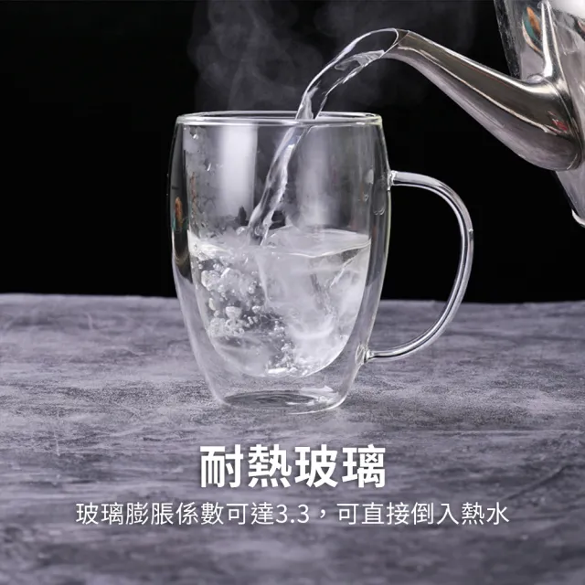 【CW LIFEGROUP 可營生活選物】把手雙層玻璃杯450ml(防熱/防燙/咖啡杯/馬克杯/茶杯)