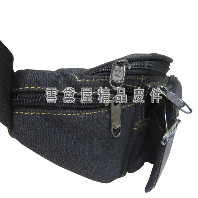 【SNOW.bagshop】腰包小容量貼身設計防水包 帆布+皮革材質外出休閒運動上班旅行防竊盜貼身