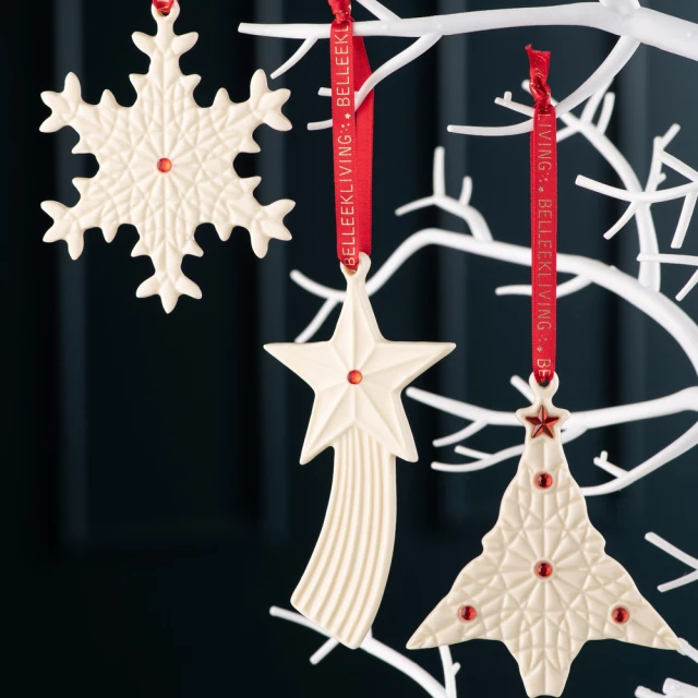 愛爾蘭Belleek Living 聖誕陶瓷浮雕裝飾吊片／吊