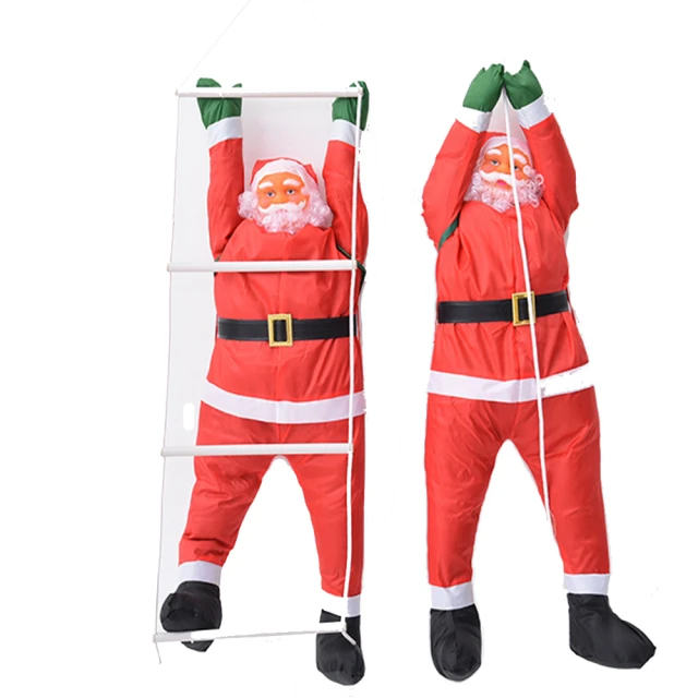 poko 聖誕老人爬繩梯掛飾 90cm(景觀裝飾 家居派對 室內戶外節日派對裝飾品)