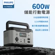 【Philips 飛利浦】60W太陽能板超值組-600W 攜帶式儲能電池 行動電源 DLP8093C(露營/戶外活動/UPS不斷電)