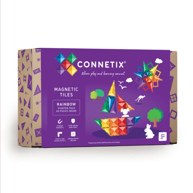 Connetix 粉彩磁力積木-初階基礎組64pc(磁力片)