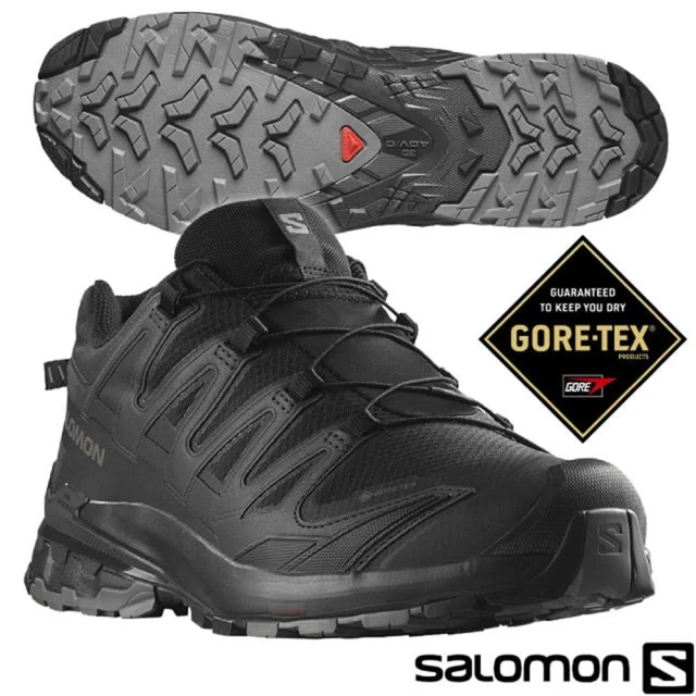 salomon 男 XA PRO 3D V9 Goretex 防水透氣耐磨低筒登山鞋_寬楦(472770 黑/灰/灰)