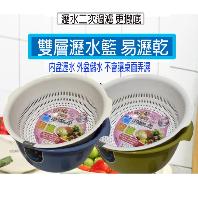 透明材質廚房免手洗淘米器 上蓋可扣式可瀝水多功能洗菜盆(小號