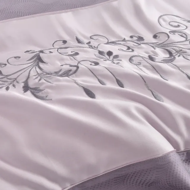 【織眠家族】40支刺繡萊賽爾四件式兩用被床包組 典藏緹花-紫(特大)