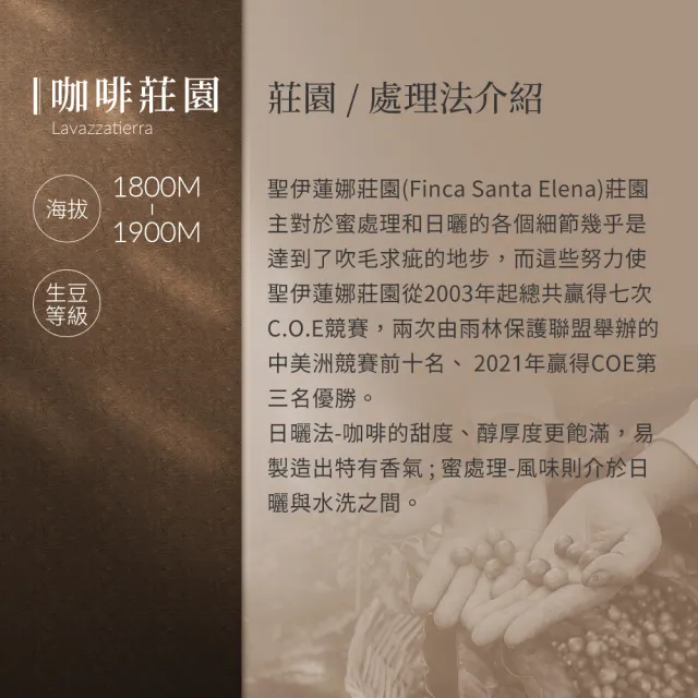【JC咖啡】薩爾瓦多 聖伊蓮娜莊園 波旁│淺中焙 半磅 (230g) - 咖啡豆(2021年COE第三名優勝莊園)