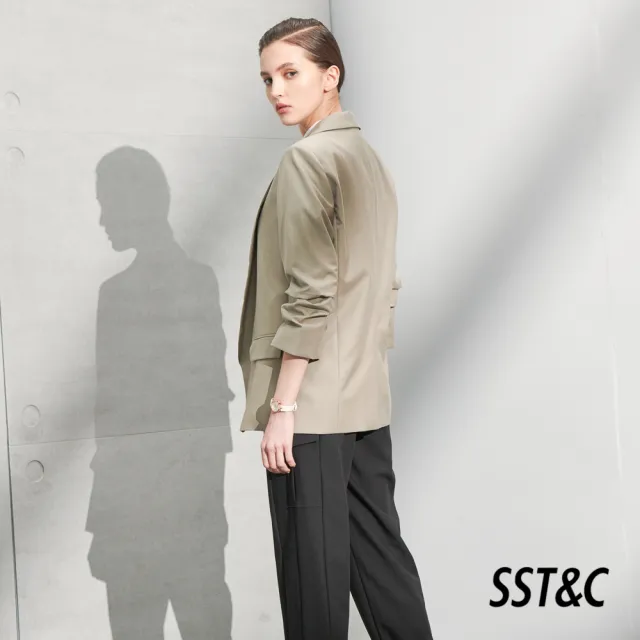 【SST&C】女裝 橄欖綠七分袖抽皺外套8162205005(雙11精選)
