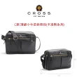 【CROSS】台灣總經銷 限量1折 頂級小牛皮皮革斜背包 全新專櫃展示品(黑色 送編織紋22卡長夾咖啡色)