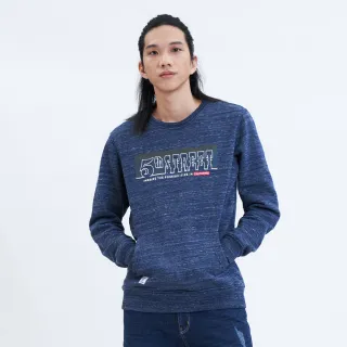 【5th STREET】男裝LOGO圖案設計長袖T恤-藍色