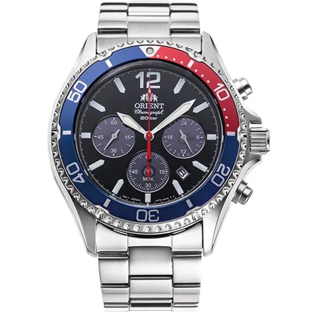 【ORIENT 東方錶】Sports 潛水風格太陽能三眼計時手錶-42.8mm(RA-TX0201L)