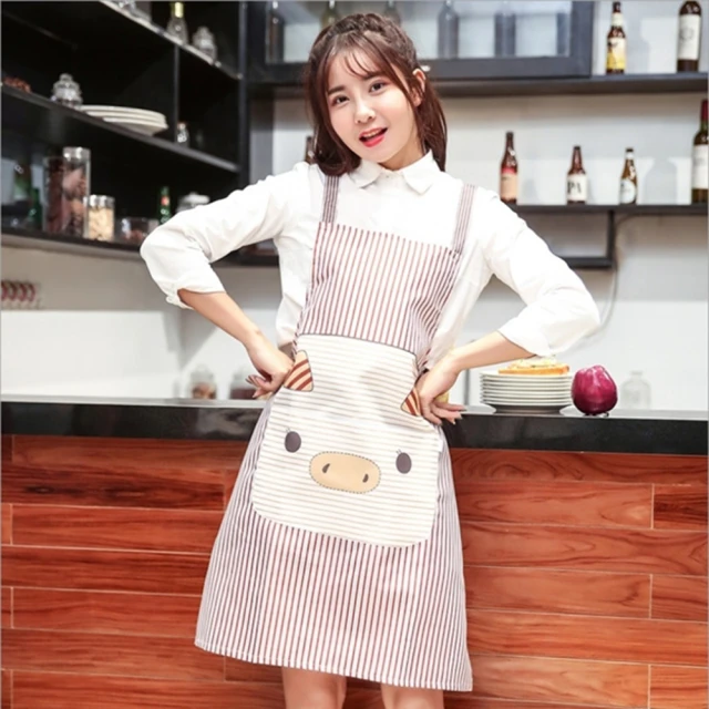 【PS Mall】韓版時尚條紋圍裙 大口袋咖啡廳工作圍裙 3入(J505)