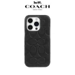 【COACH】iPhone 15 Pro Max 真皮手機殼 黑色壓花經典大C
