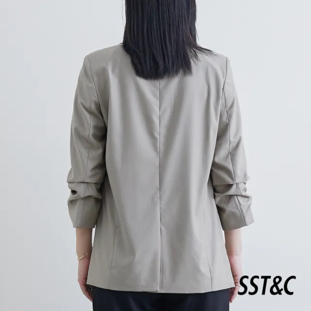 【SST&C】女裝 橄欖綠七分袖抽皺外套8162205005(雙11精選)