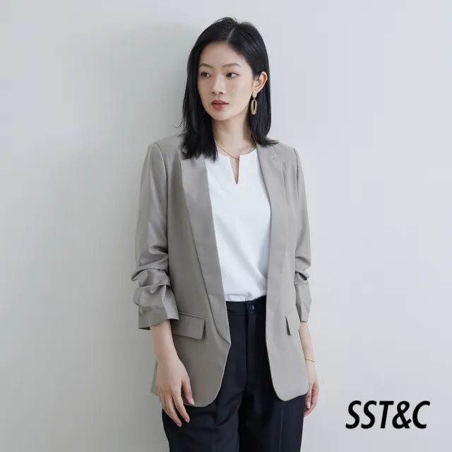 【SST&C】女裝 橄欖綠七分袖抽皺外套8162205005(限時3折)（其他規格）
