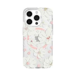【KATE SPADE】iPhone 15 Pro MagSafe 精品手機殼 純白牡丹(磁吸)