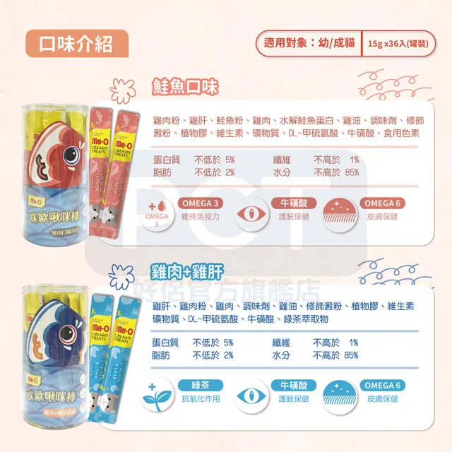【Me-O 咪歐】啾咪棒貓肉泥-多種口味 15G x36入/罐裝(貓零食/貓肉泥)