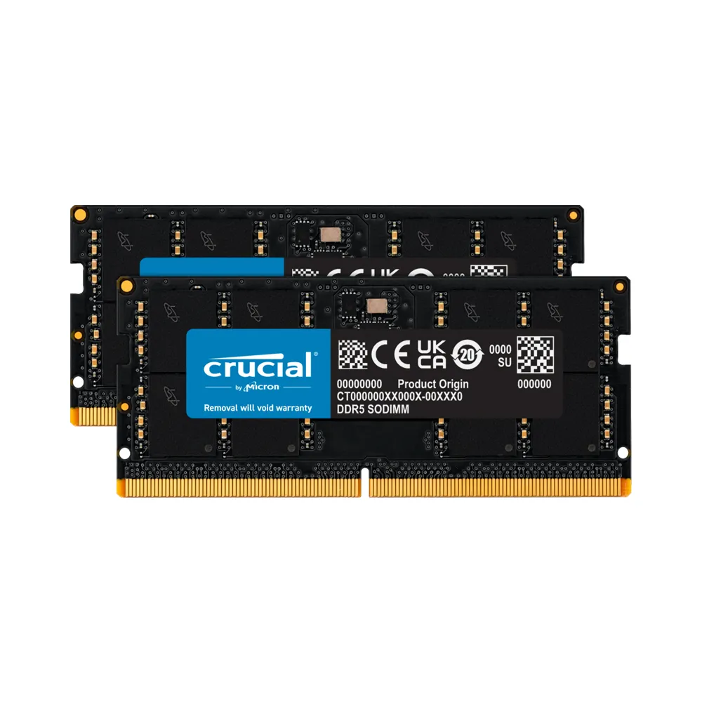 【Crucial 美光】DDR5 5600 64GB(32GB x2筆電記憶體 CT2K32G56C46S5)