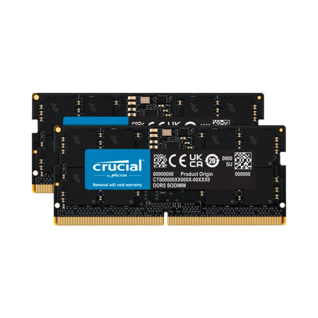 【Crucial 美光】NB-DDR5 5600/32G雙通筆記型RAM(16G*2/內建PMIC電源管理晶片)