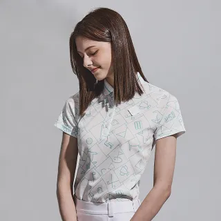 【Munsingwear】企鵝牌 女款白色滿版印花彈力修身短袖棉衫 MLRT2A03