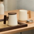 【KOTI 日安生活】羊脂玉陶瓷茶水分離泡茶杯附實木杯蓋(咖啡杯水杯馬克杯)