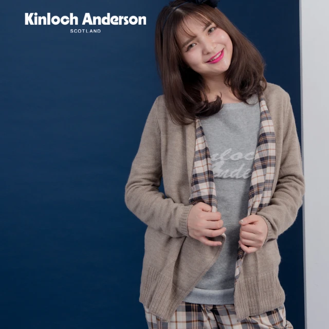 Kinloch Anderson 舒適配格針織長袖外套 金安德森女裝(KA0375914 卡其)