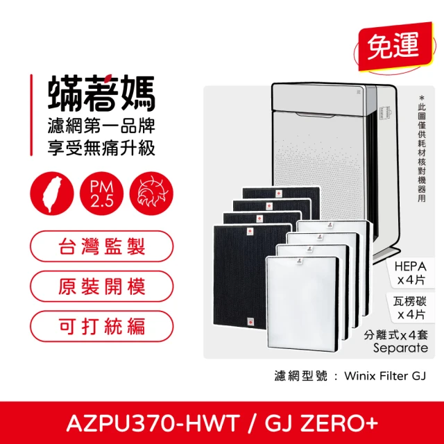 蟎著媽 濾網4套優惠組(適用 韓國 Winix Zero+ Plus GJ AZPU370-HWT Plasmawave)