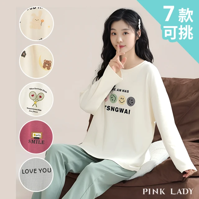 PINK LADYPINK LADY 7款可挑 棉質長袖睡衣 印花寬版 成套居家服(女睡衣/兩件式/秋冬/保暖/簡約/居家睡衣)