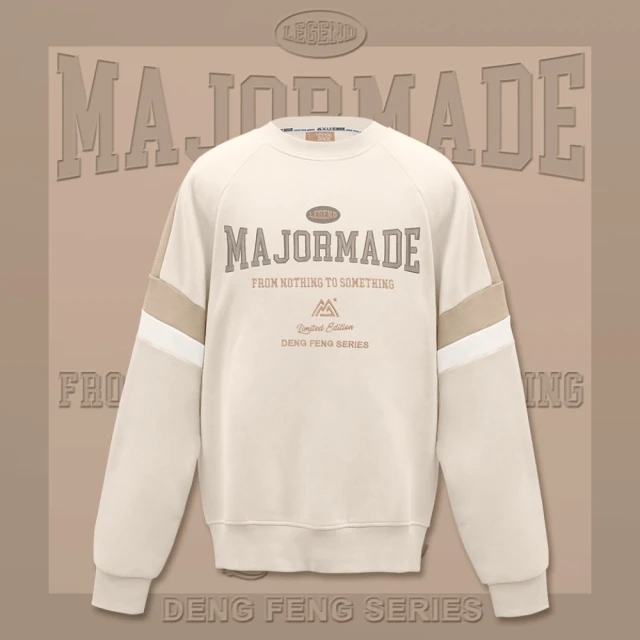 MAJOR MADEMAJOR MADE 雙色袖拼接品牌大學TEE(長袖大學T 拼接 刺繡 內刷毛)