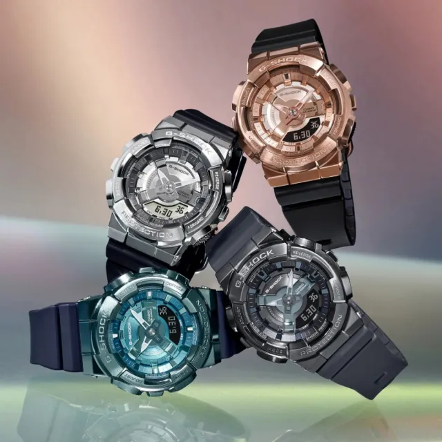 【CASIO 卡西歐】G-SHOCK 金屬色錶盤指針數位雙顯錶(GM-S110B-8A)