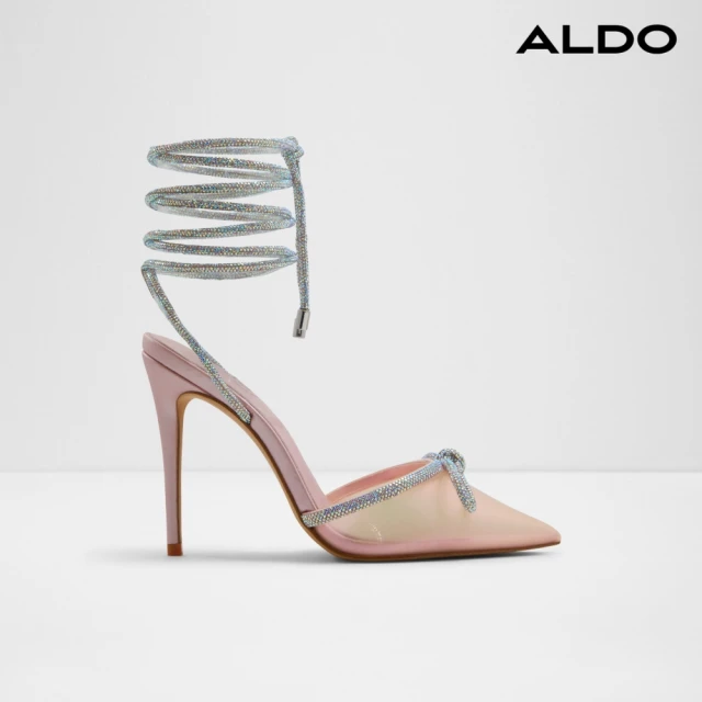 ALDO HALALIA-水鑽蝴蝶結裝飾繞帶跟鞋(粉色)