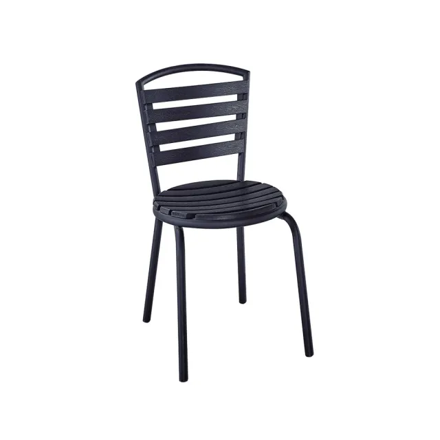 【柏蒂家居】雷德黑色塑木休閒餐椅/陽台椅/戶外庭院椅/洽談椅
