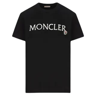 【MONCLER】女款 胸前刺繡英文名&品牌LOGO 短袖T恤-黑色(XS號、S號、M號)